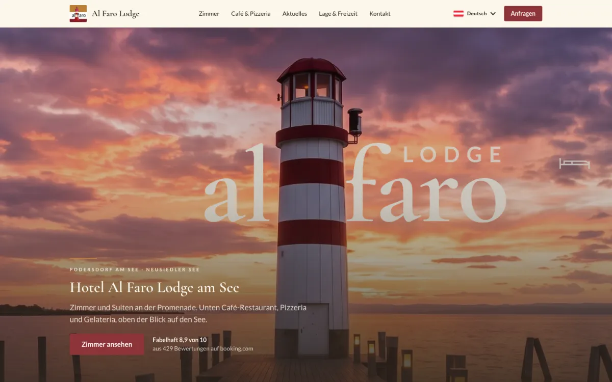Az Al Faro Lodge szálloda új weboldalának nyitóképe