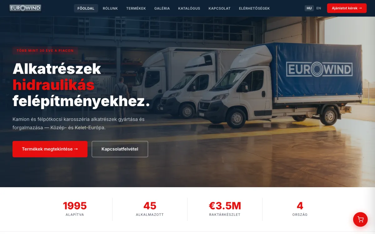 Eurowind Kft. koncepció weboldal